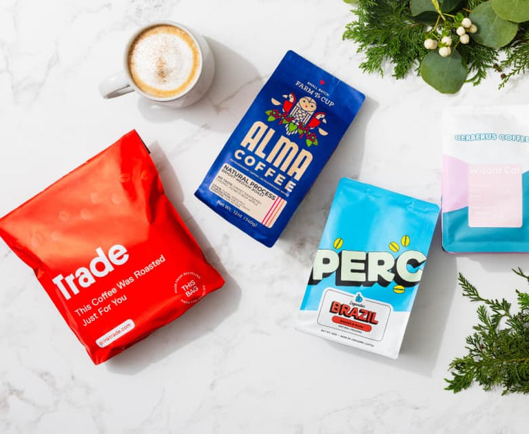 3 bags of coffee laying flat