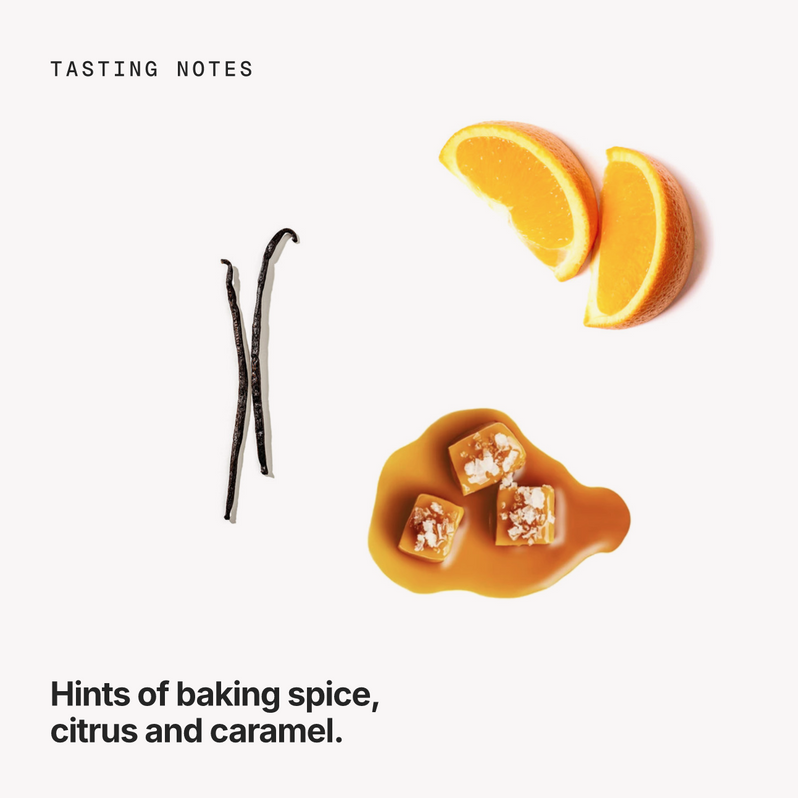 Tasting notes: baking spice, citrus and caramel