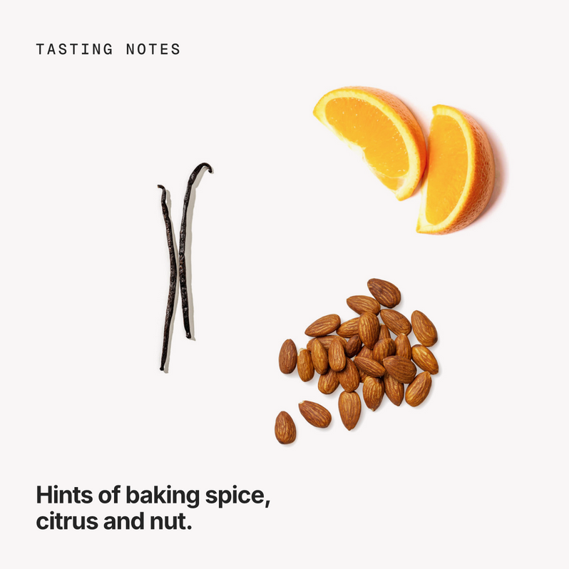 Tasting notes: baking spice, citrus and nut