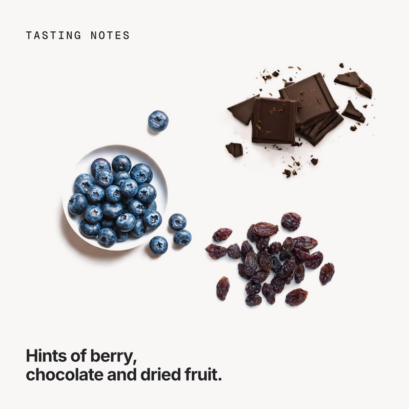 Tasting notes: berry, chocolate and dried fruit