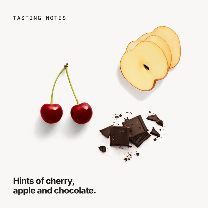 Tasting notes: cherry, apple and chocolate