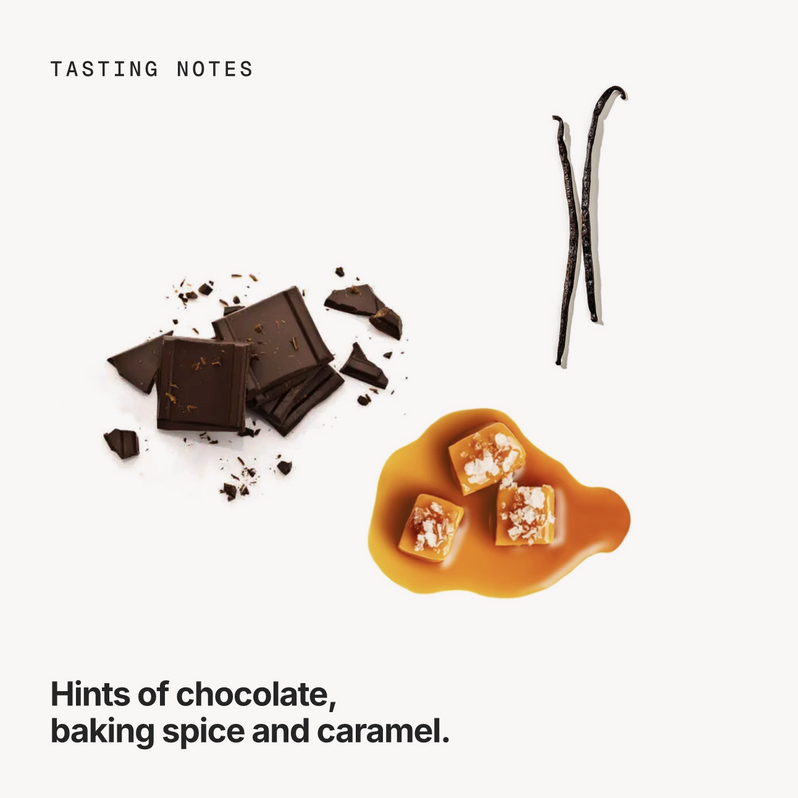 Tasting notes: chocolate, baking spice and caramel