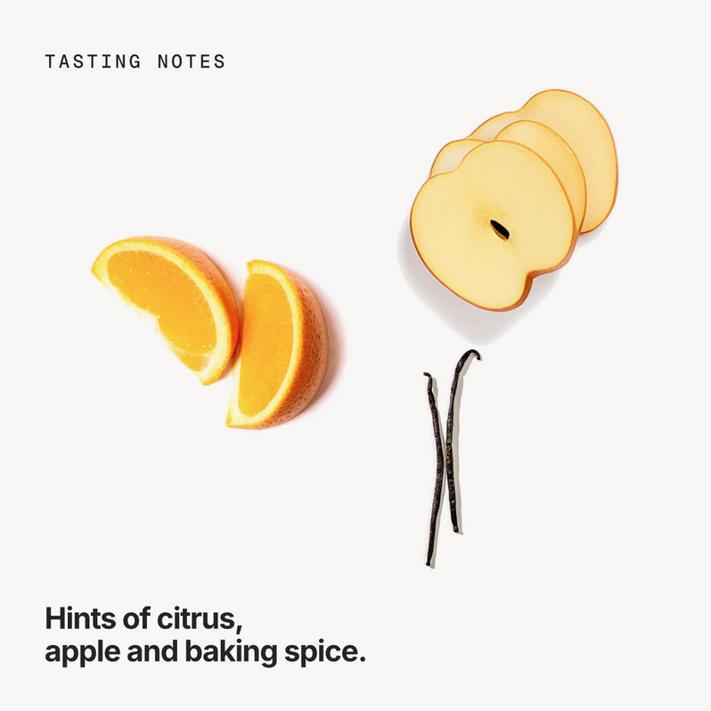 Tasting notes: citrus, apple and baking spice