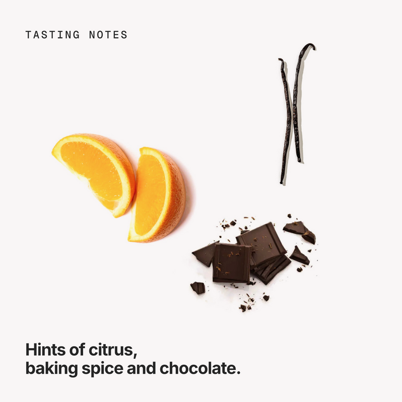 Tasting notes: citrus, baking spice and chocolate