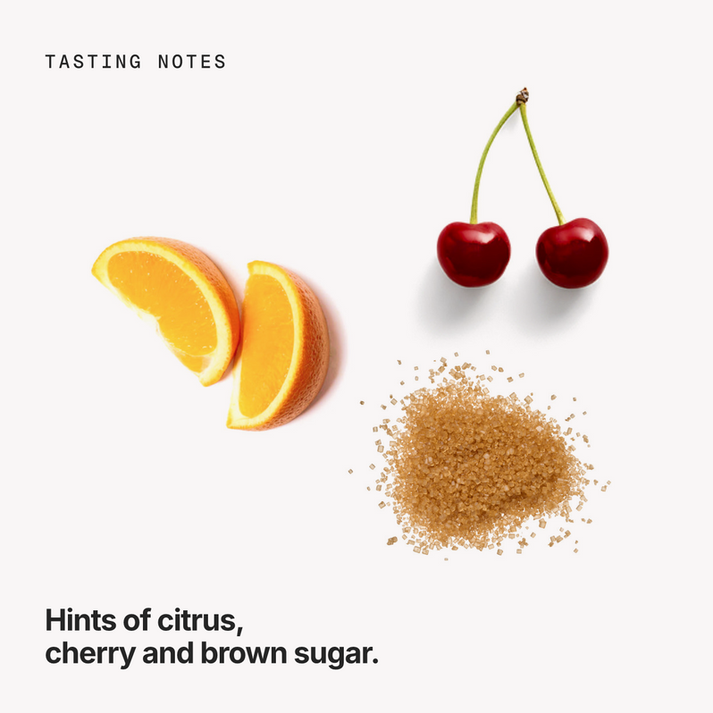 Tasting notes: citrus, cherry and brown sugar