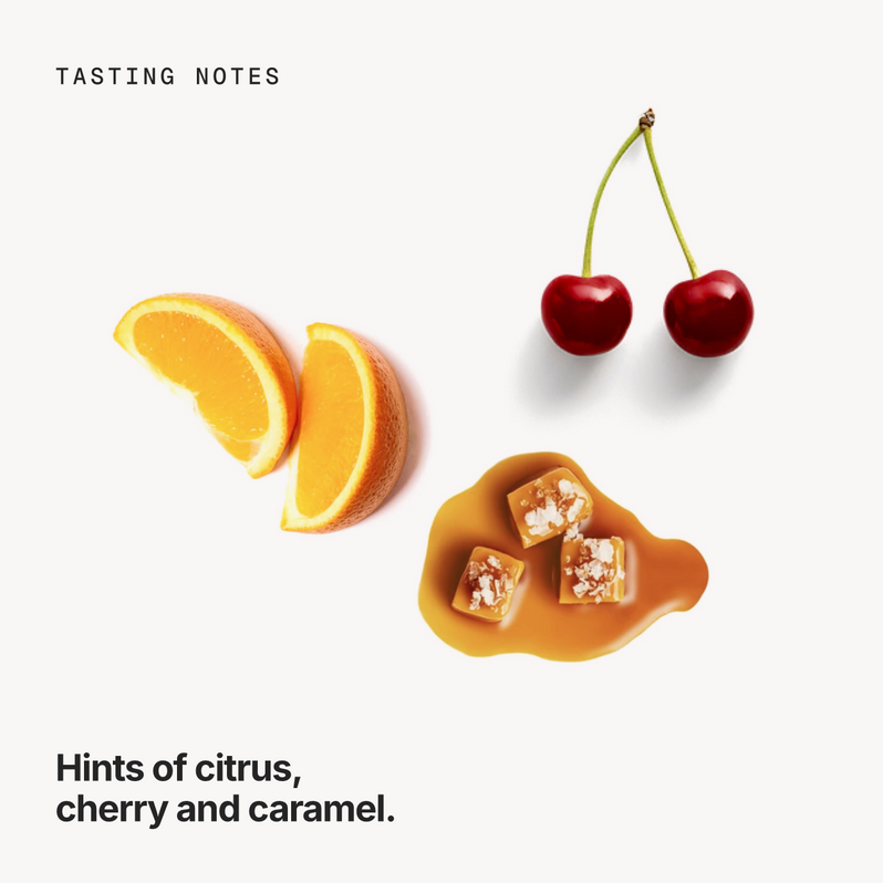 Tasting notes: citrus, cherry and caramel