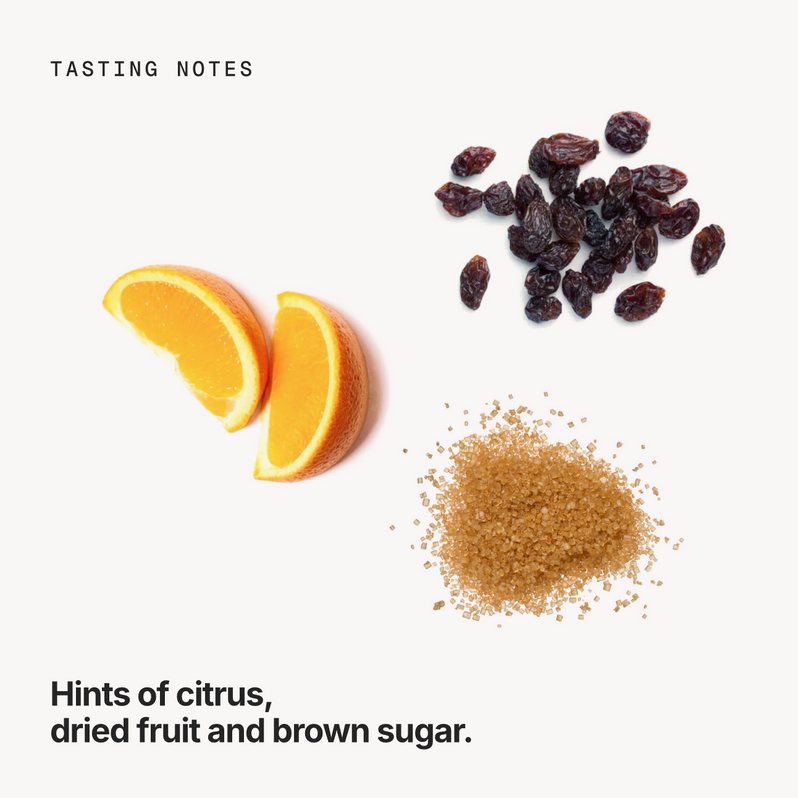 Tasting notes: citrus, dried fruit and brown sugar