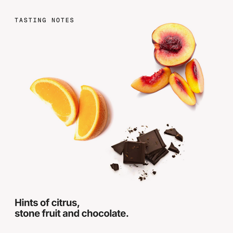Tasting notes: citrus, stone fruit and chocolate