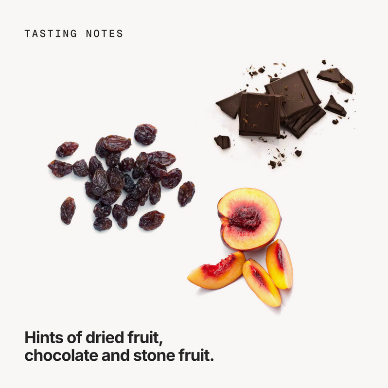 Tasting notes: dried fruit, chocolate and stone fruit