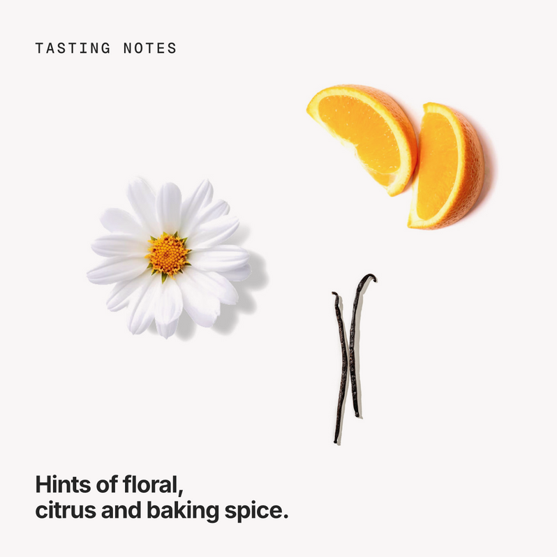 Tasting notes: floral, citrus and baking spice