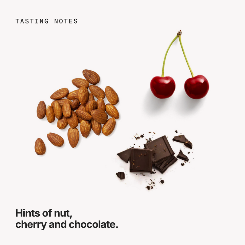Tasting notes: nut, cherry and chocolate