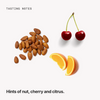  Tasting notes: nut, cherry and citrus 
