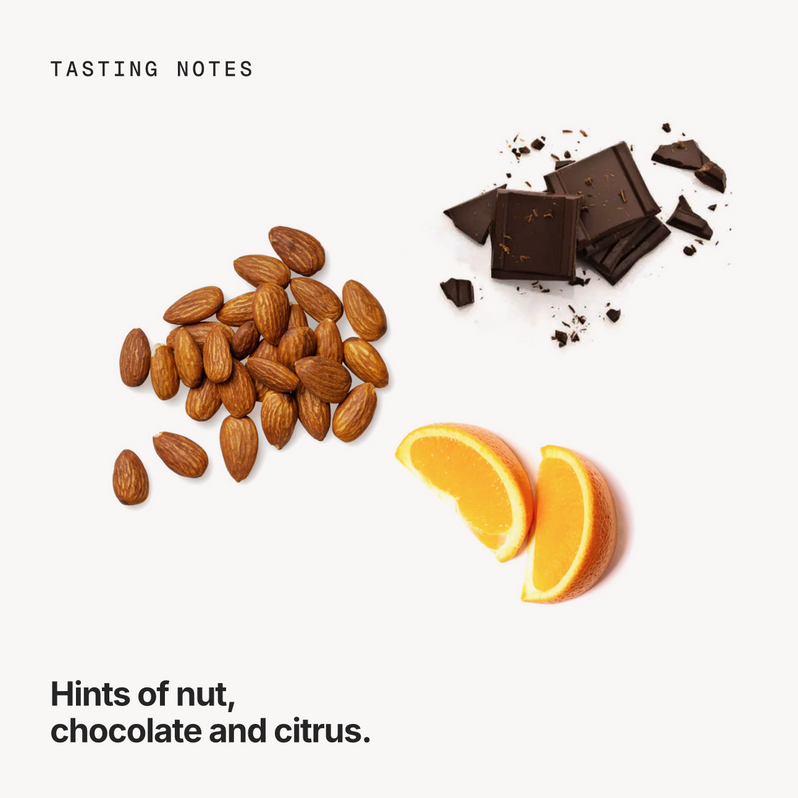 Tasting notes: nut, chocolate and citrus