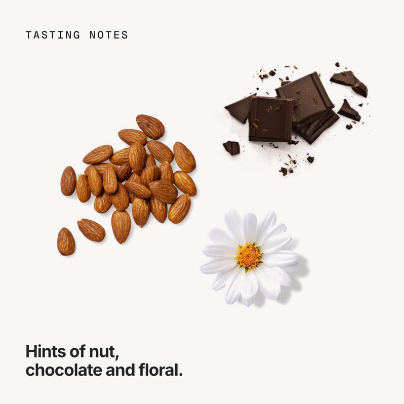Tasting notes: nut, chocolate and floral