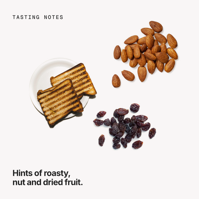 Tasting notes: roasty, nut and dried fruit