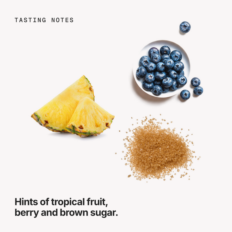 Tasting notes: tropical fruit, berry and brown sugar